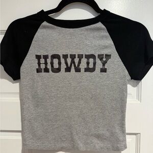 Bella Canvas Gray and Black Short Sleeve Cropped Baseball Tee
